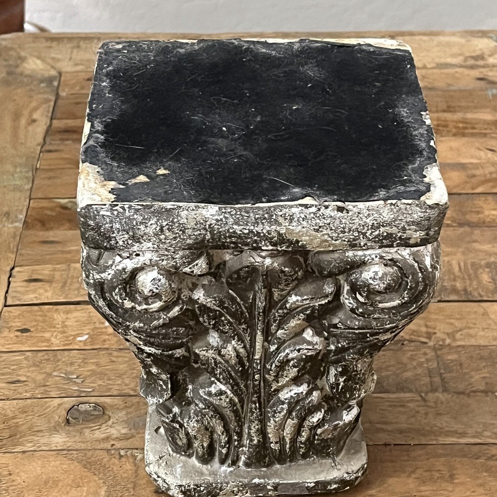 Vintage Corinthian Style Column Pedestal Base 9" Scroll Design