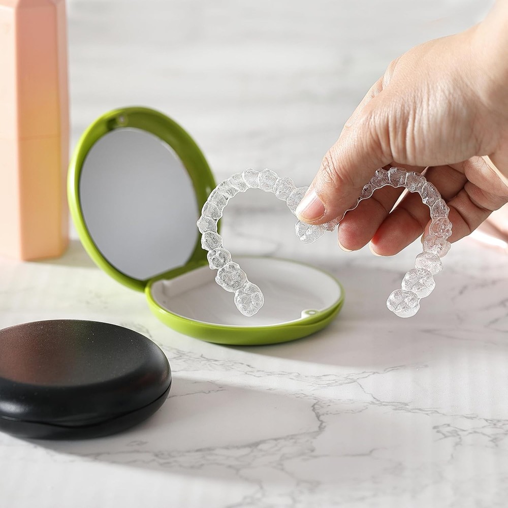 2 PCS Retainer Cases, Mouth Guard Case with Mirror, Compatible with...