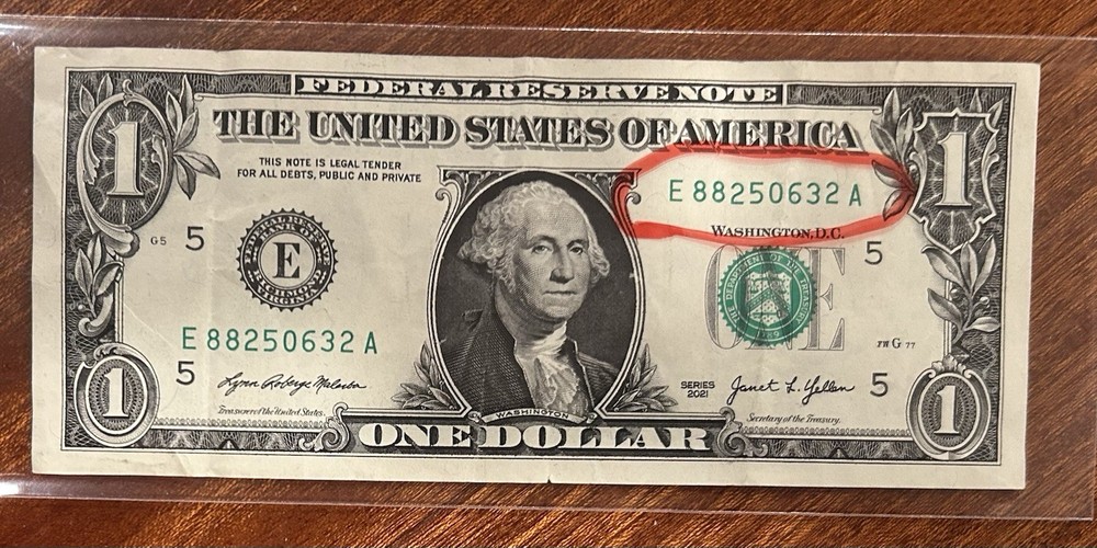 2021 $1 Note Multiple Errors/Numbers - Gas Pump/Odometer Serial E88250632A