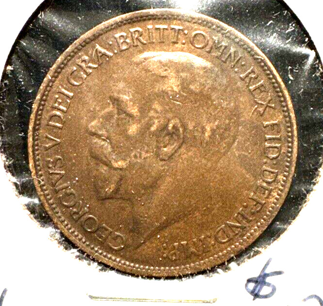Great Britain 1919 half penny KM 809 XF