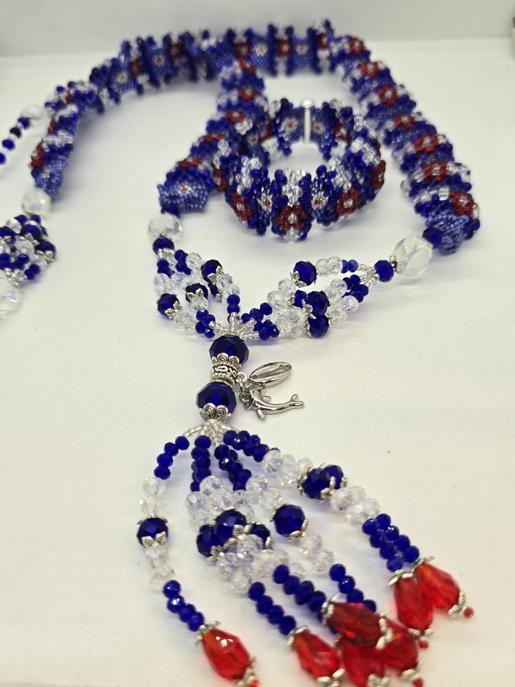 Set de collar e idde YEMAYA OKUTE Deluxe Tejido