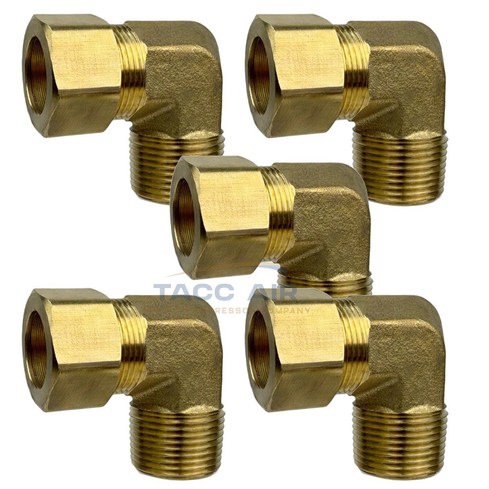 5 PC 3/4" Compression x 3/4" MNPT 90 Degree Brass Compression Elbow Pipe Fitting