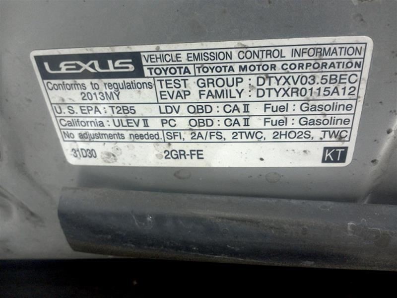 13 LEXUS ES350 DASH WIRE HARNESS 3.5L