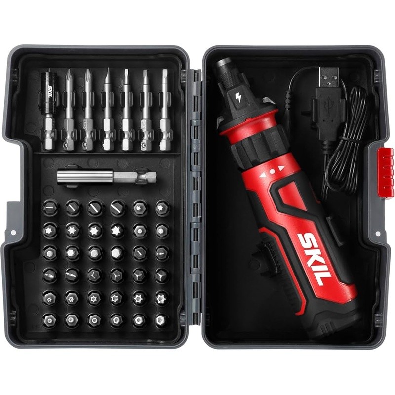Cordless Screwdriver Rechargeable Circuit Sensor USB Charging 45pcs Bit Set