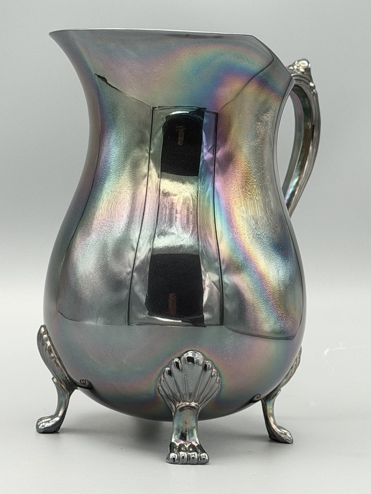 Vintage Leonard Silverplate Footed Water Pitcher With Ice Lip