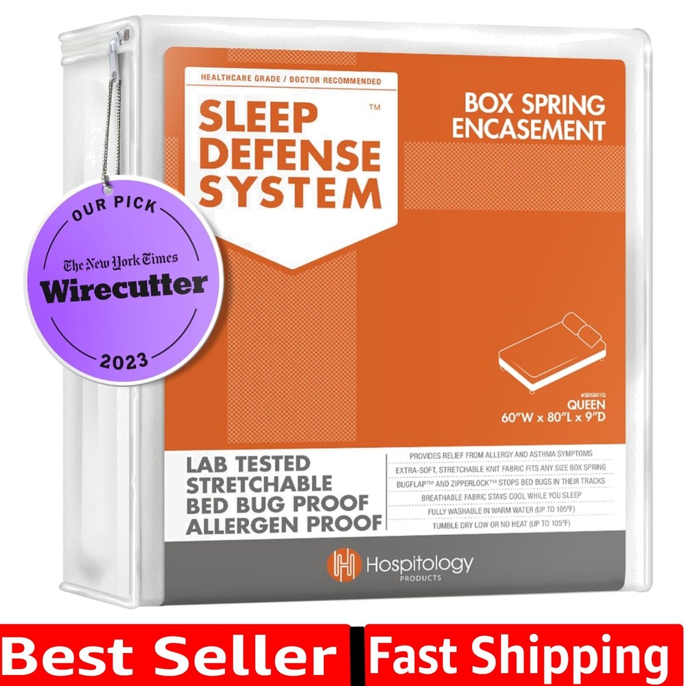 Box Spring Encasement - Zippered Bed Bug Dust Mite Proof Hypoallergenic - Sle...