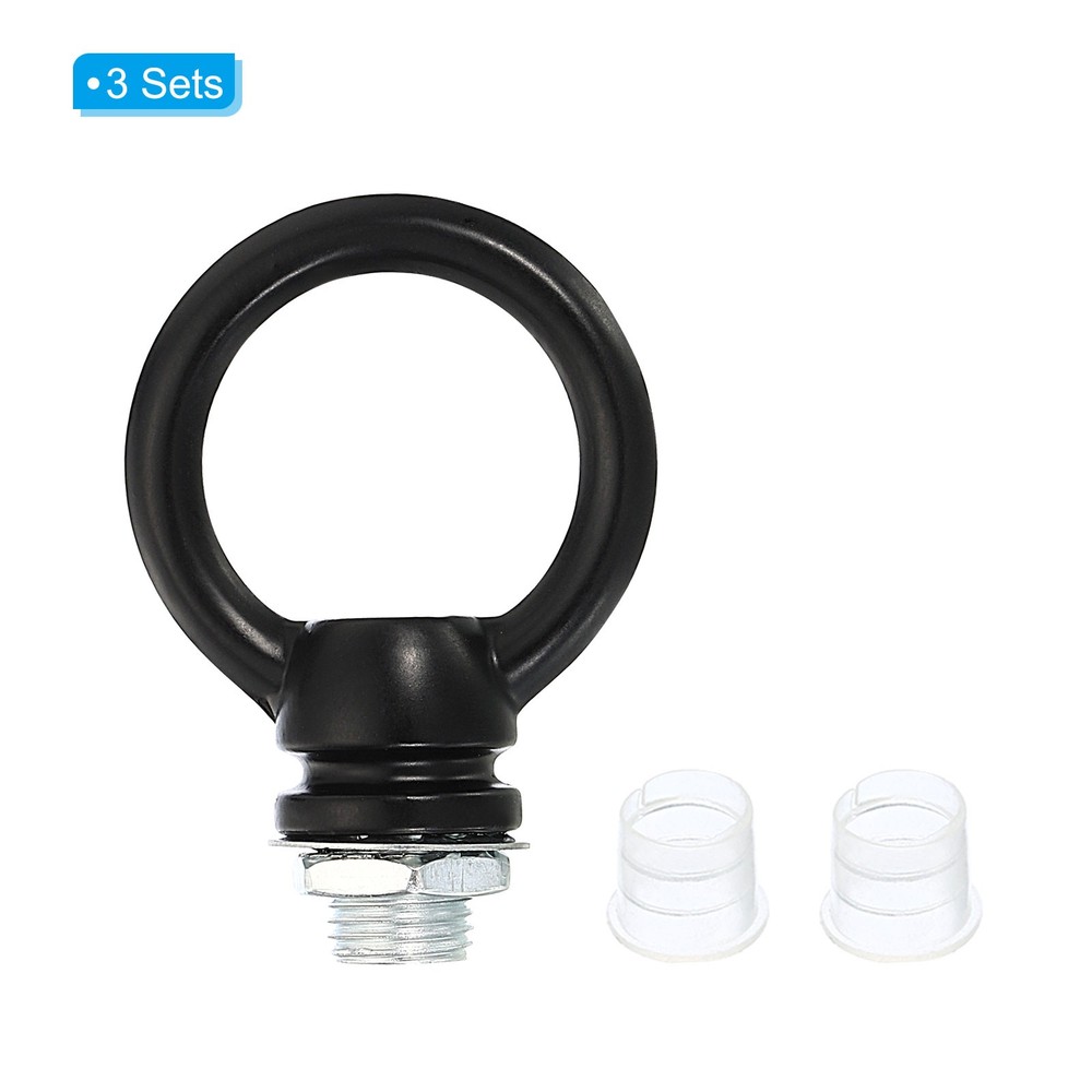 3set 15kg M10 Thread Lifting Eye Nut Female Loop Holder 25mm Hook Ring Black