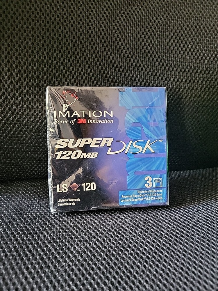 Imation SuperDisk 120MB (3-Pack) LS-120 Diskettes 3M SEALED Vintage Floppy Disk