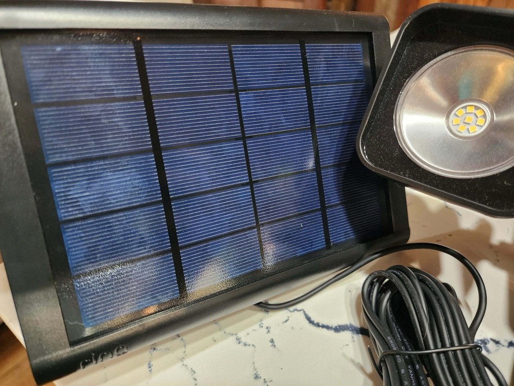 Ring Solar Floodlight Motion Light W/ Panel Open Box Untested Complete