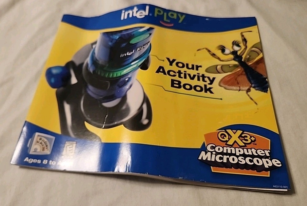 Intel Play QX3+ Computer Microscope 8 & Up includes an activity guide book