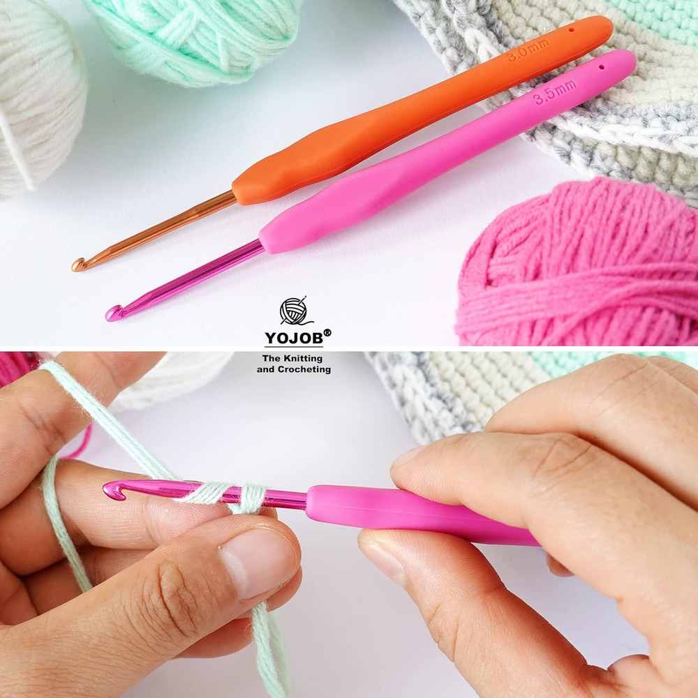 2Pack Size D / 3Mm, E / 3.5Mm Crochet Hooks, Super Smooth & Ergonomic for Beginn