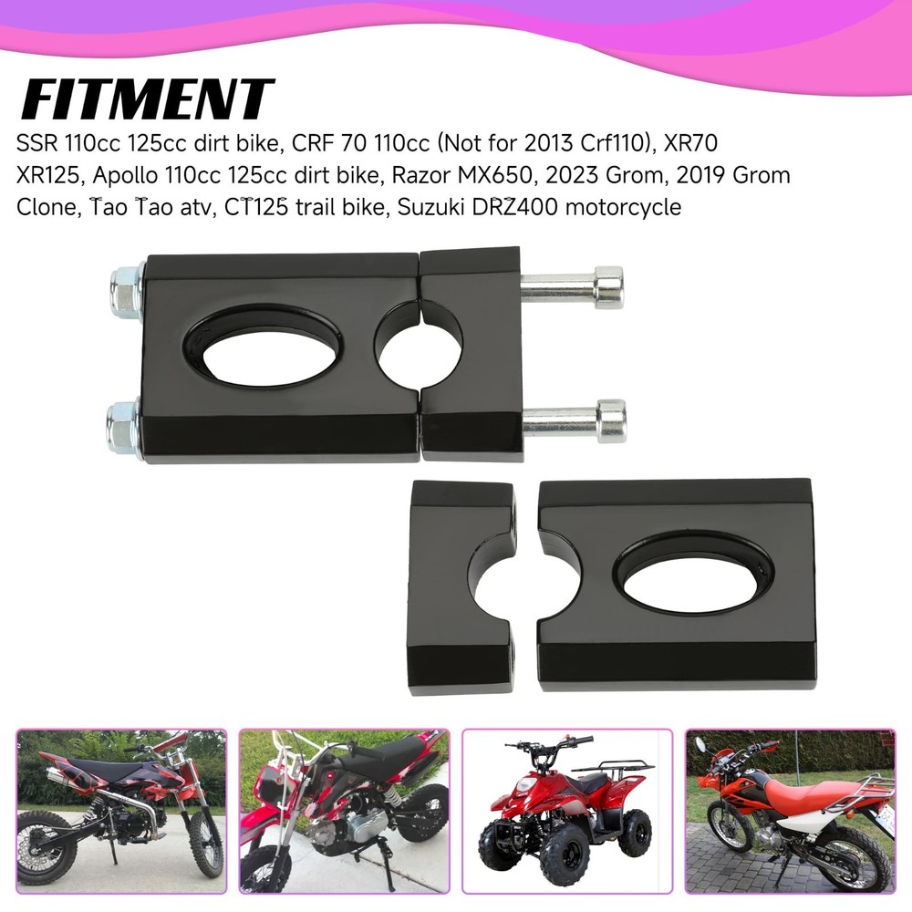 Mini Bike Handlebar Risers 7/8 22mm Riser Replacement black
