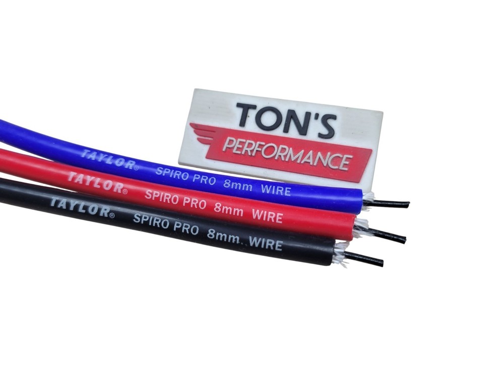 Taylor 8mm BLACK silicone SUPPRESSION CORE SPIRO PRO SPARK PLUG WIRE foot 350ohm