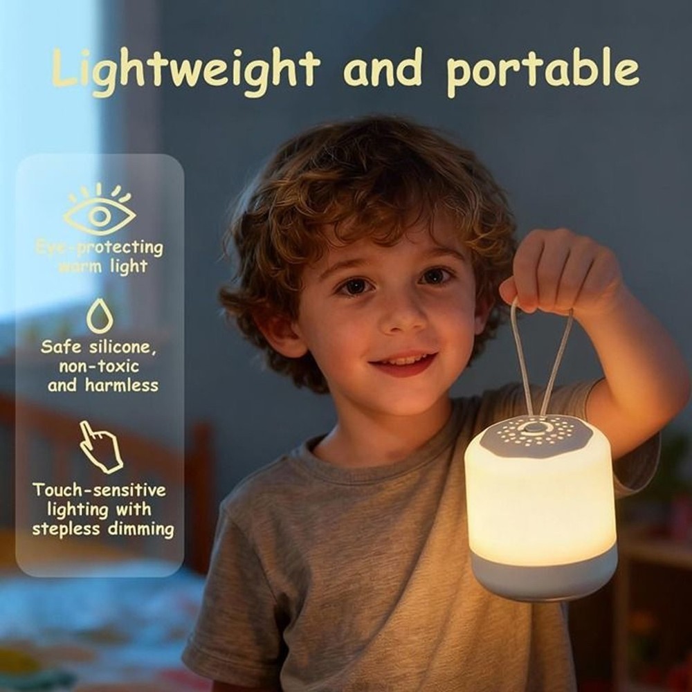 Night Light with Clock for Kids, Remote Control Dimmable Bedside Lamp