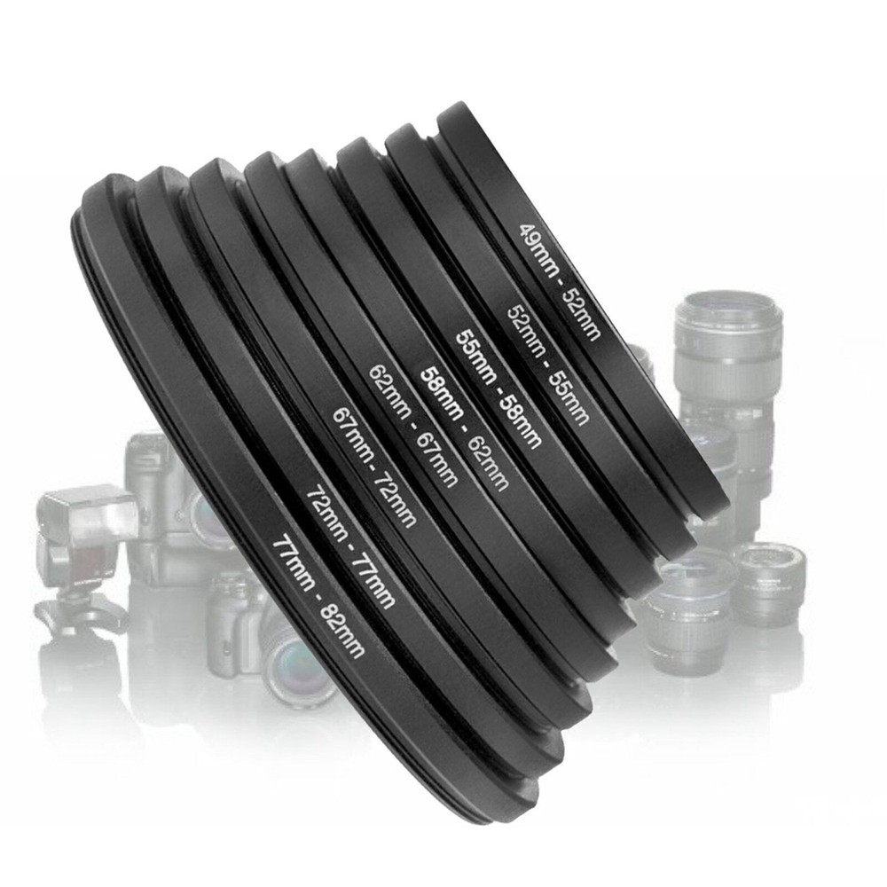 8 PCS Metal Step Up Rings Universal Lens Filter Adapter Set