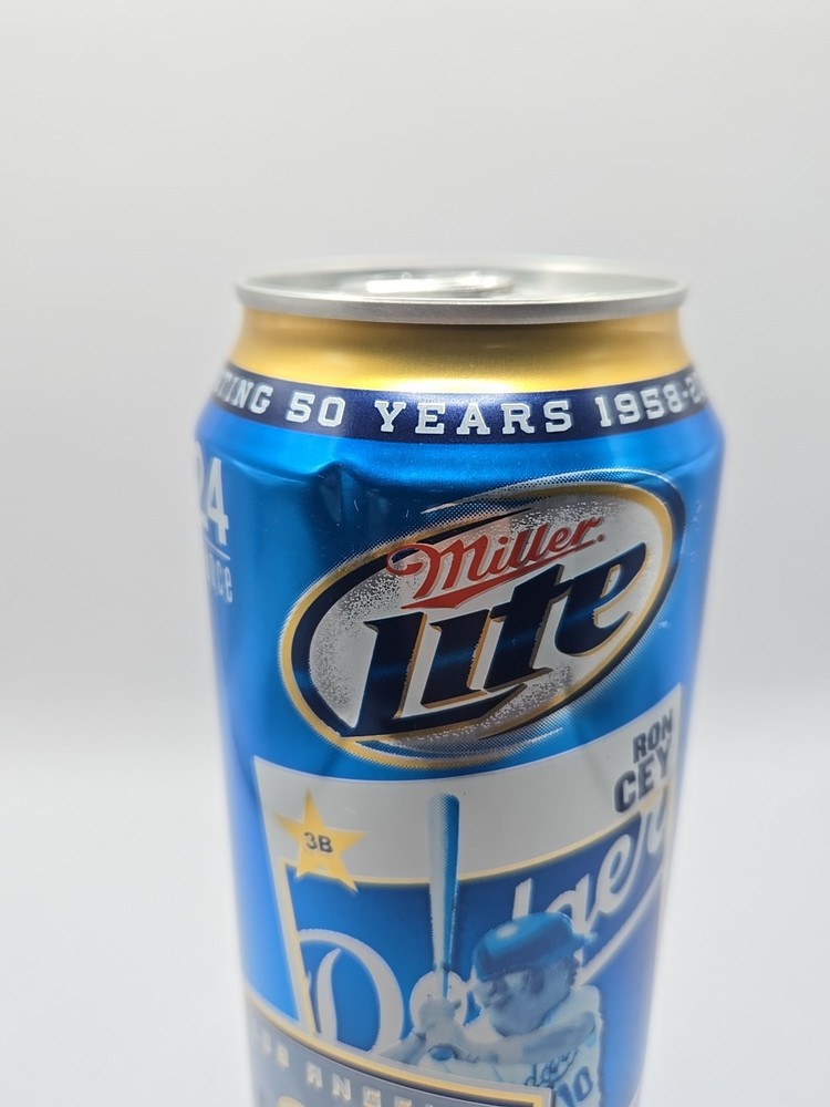 Miller Lite Beer Can Dodgers Ron Cey 50th Anniversary 2008 EMPTY Damage