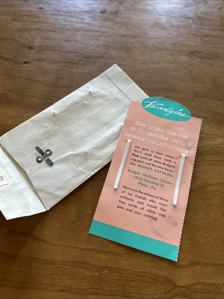 Budgies Nurse’s Uniform Cap Pins, 1959