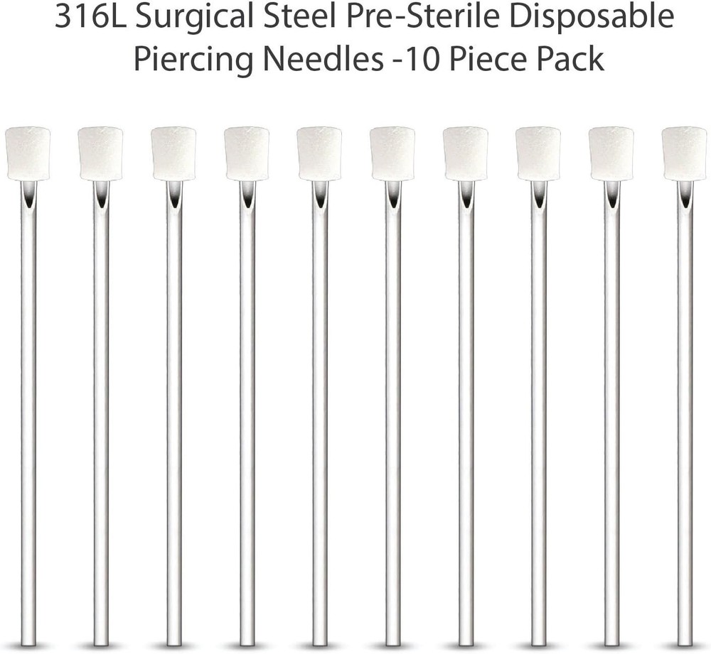 10 Pack 18G Sharp Hollow Piercing Needles - Sterile & Individually Sealed