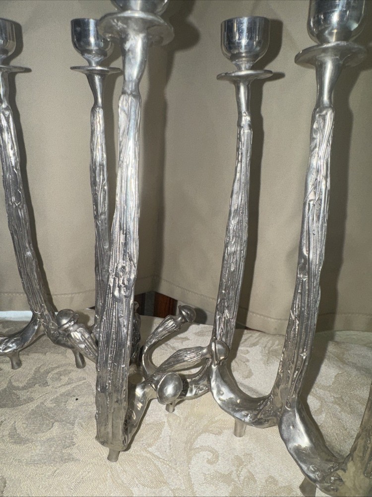 Signed CASTOR COOPER COLLECTION CANDELABRA VTG Menorah Mcm Silver