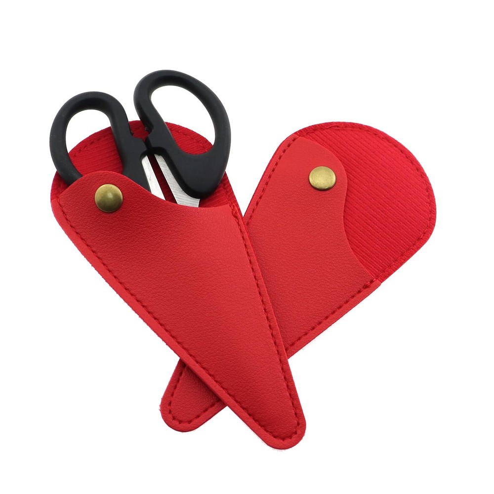 2PCS Leather Scissors Sheath Protector Red Compact Ambidextrous Stainless Ste...