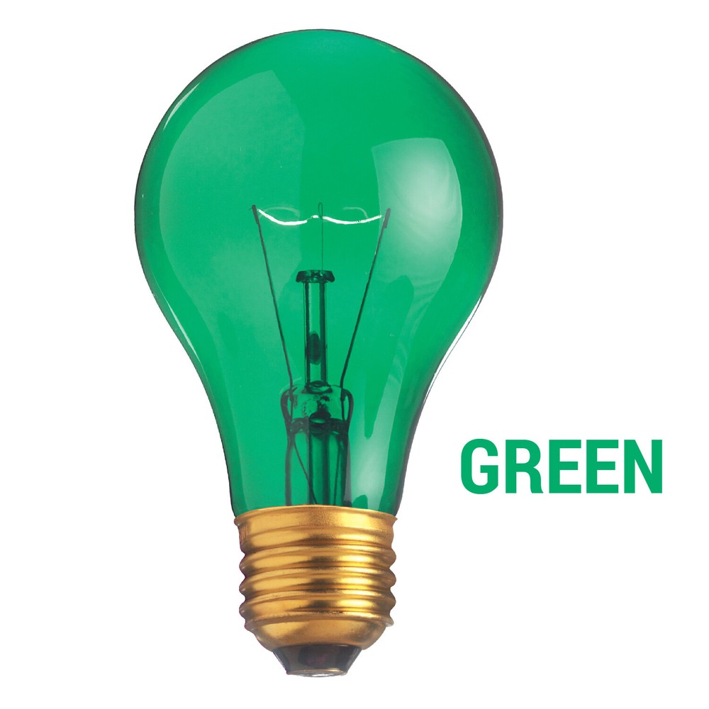 TRANSPARENT GREEN Bulb 130V =120V 25W A19 Medium E26 General Service Dimmable