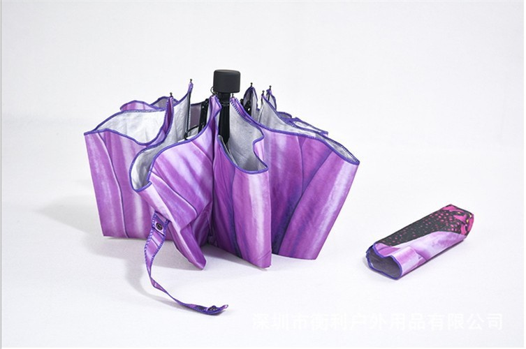 Sunflower Shaped Compact Modern Folding Windproof Umbrella in Yellow & Purple