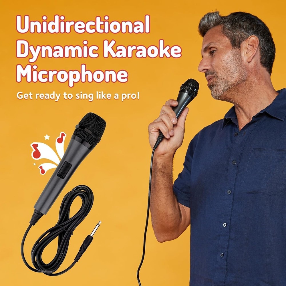 Wired Microphone for Karaoke, Black - Unidirectional Dynamic Vocal Microphone...