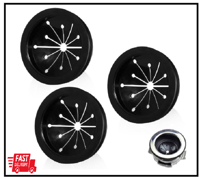Garbage Disposal Splash Guard 3 Inch Rubber Drain Insert 3-Pack Black for Sink