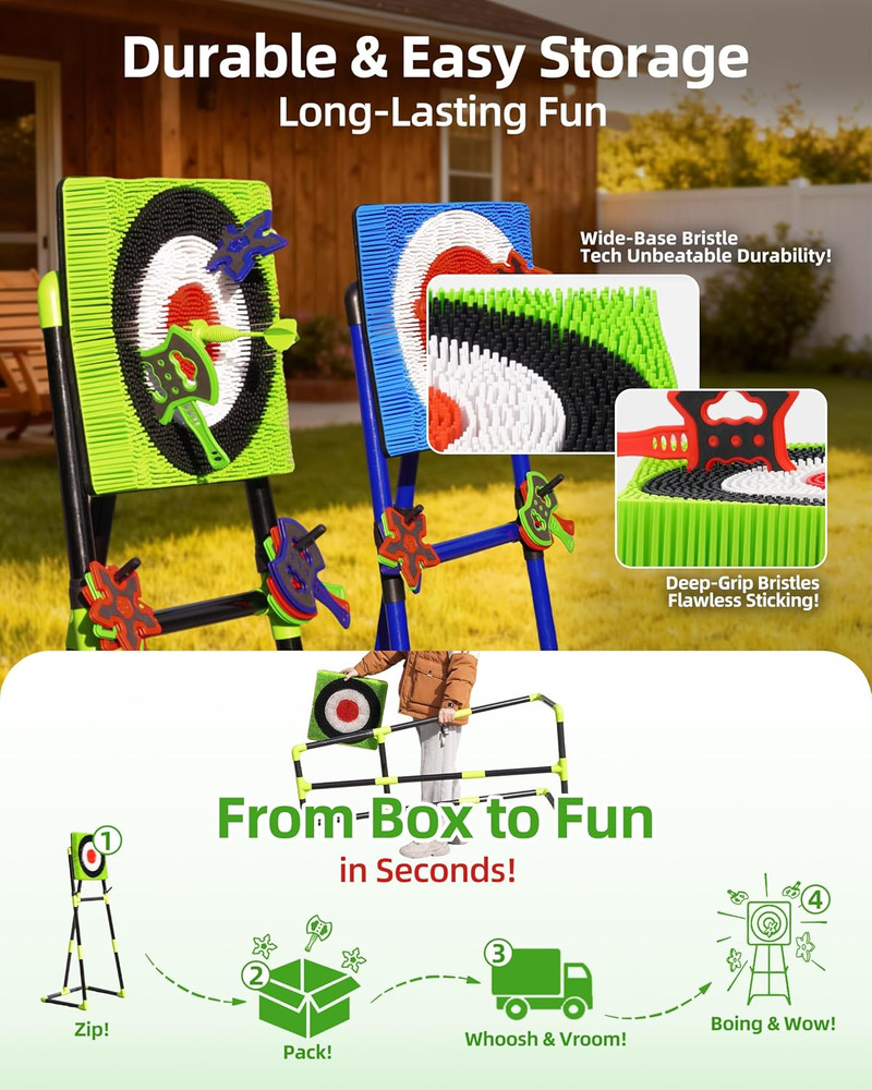 Axe Throwing Game for Backyard with Bristle Target & 12 Throwing Axes Set, Indoo