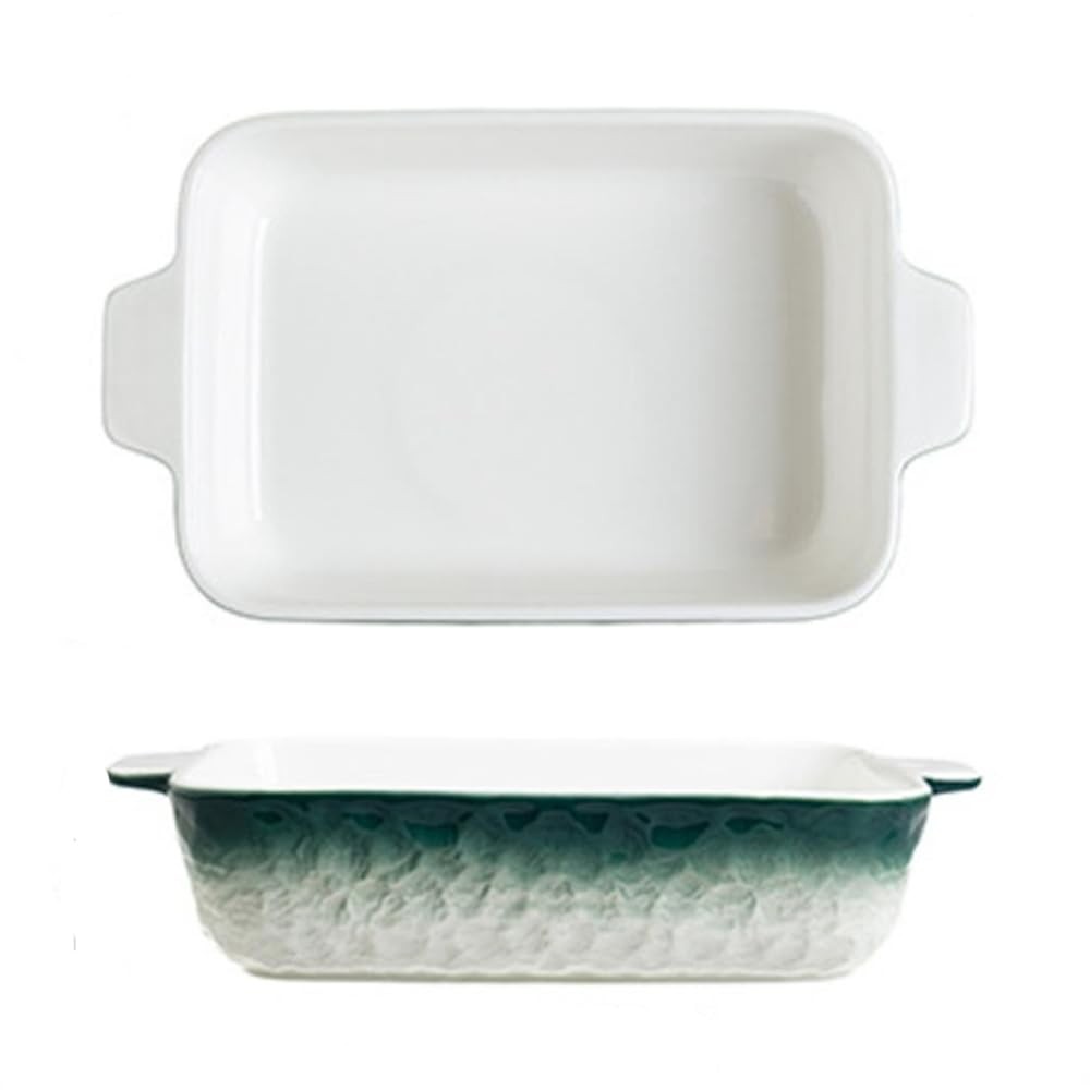 Lavandi Ceramic Bakeware Set, Rectangular and Wide Baking 8 inches, Green