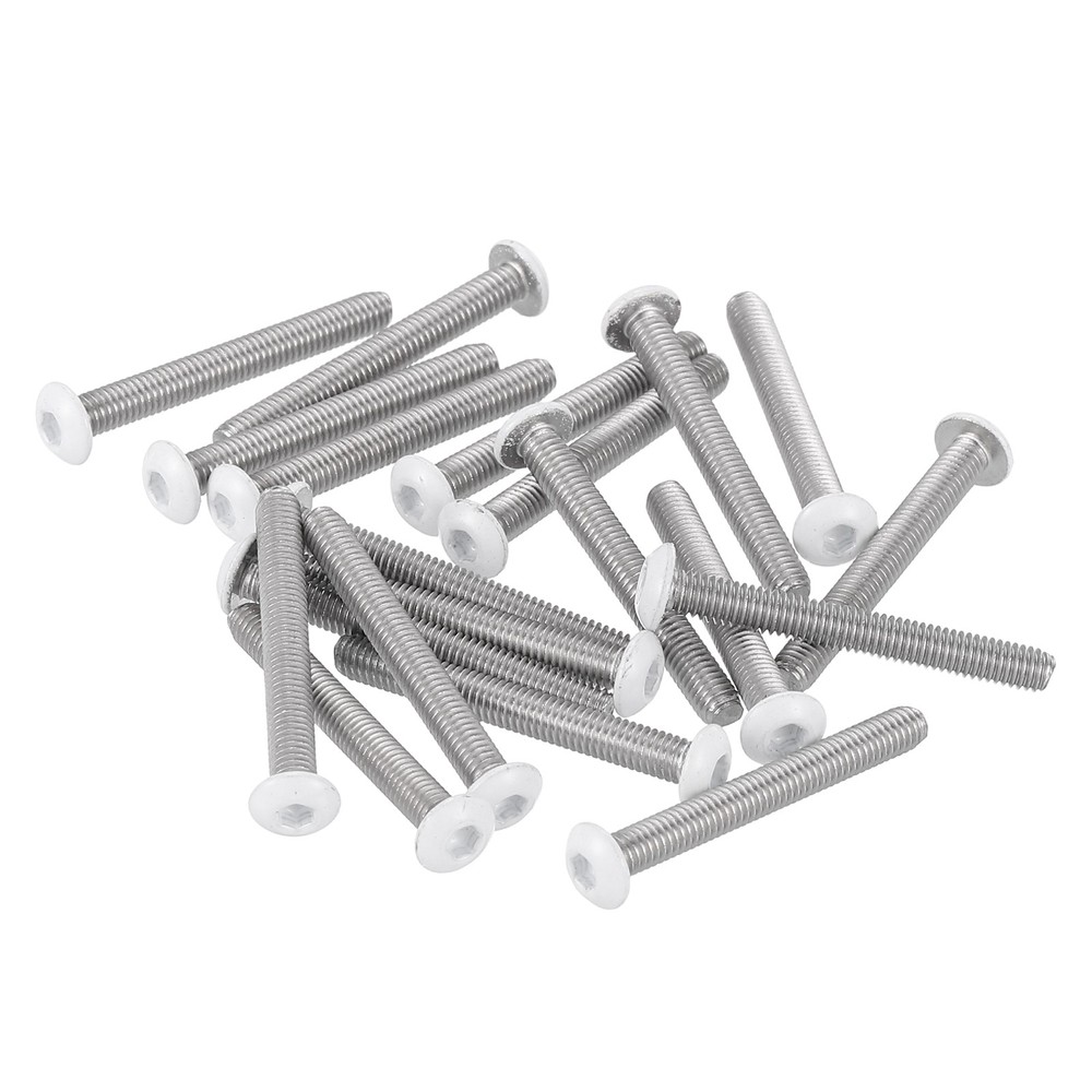 20 Pcs M3-0.5 x 25mm Button Head Socket Cap Screw Machine Screw, White
