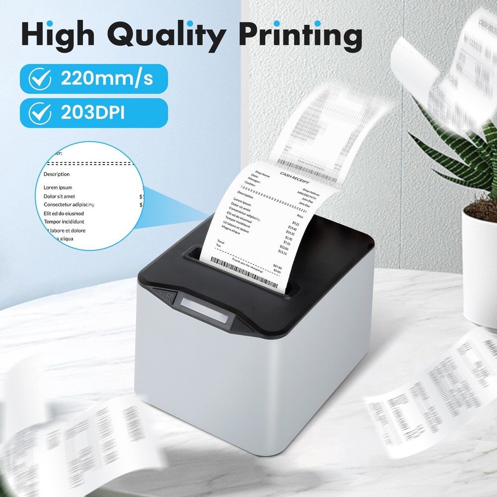 80mm Thermal Receipt Printer,USB POS Printer,Support Windows/Mac/Linux/OPOS