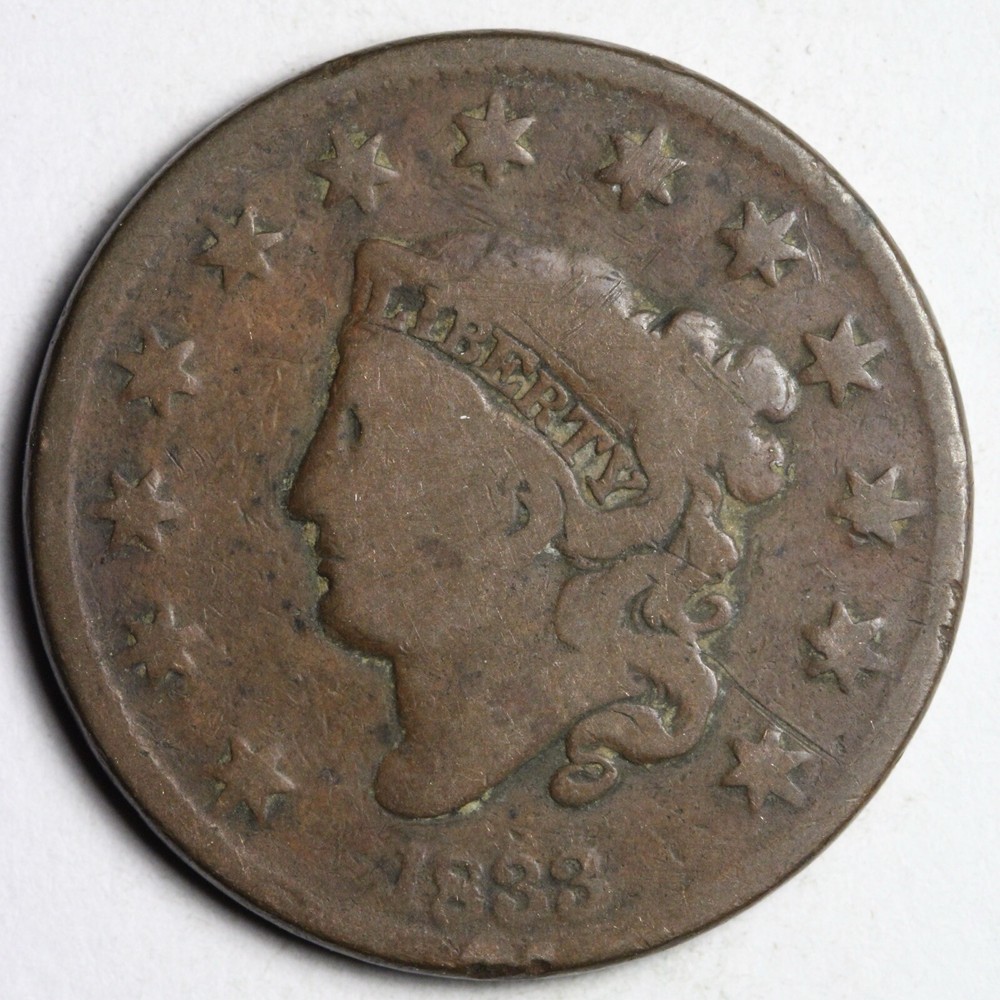 1833 Coronet Head Large Cent CHOICE FINE E127 QSCW
