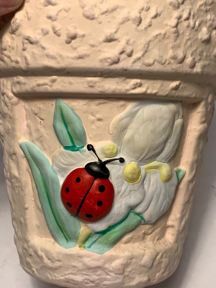Vintage Ladybug Pottery Planter 5.25 in.