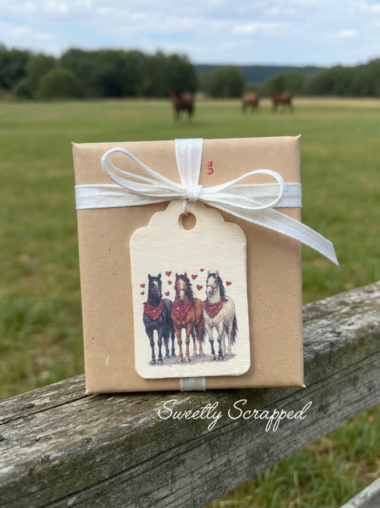 16 Horse Tags, Gift Wrap Packaging, Hearts
