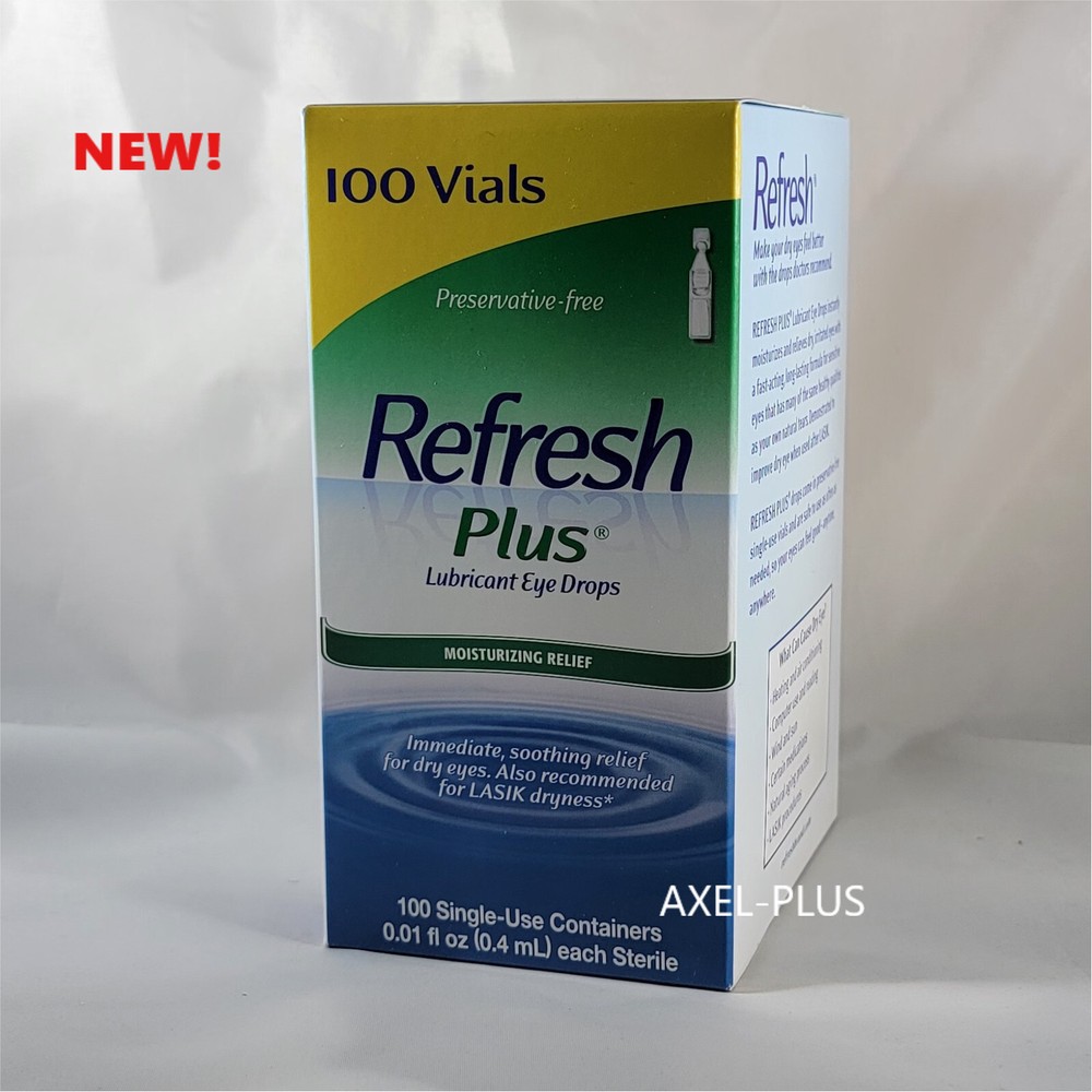 Refresh Plus Lubricant Eye Drops,  Moisturizing Relief, 100 Single Vials