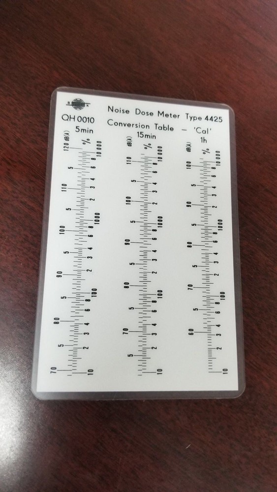 Bruel & Kjaer QH0010 Conversion Table For 4425 Noise Dose Meter