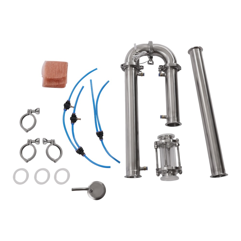 Tubular Distillation Tower+Sight Glass Copper Mesh Brewing Equipment Distiller