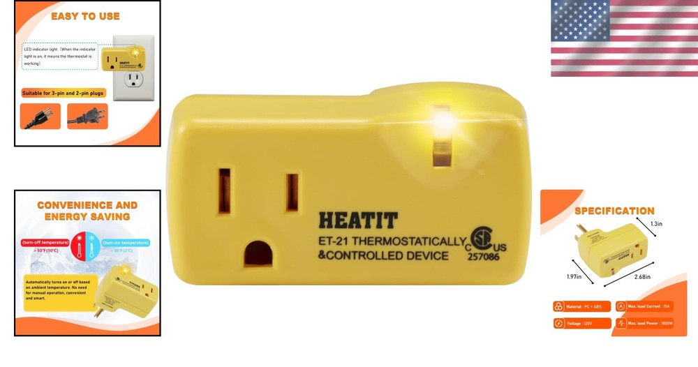 ET-21 Thermostatic Outlet with LED Indicator: Automatic Temperature Control