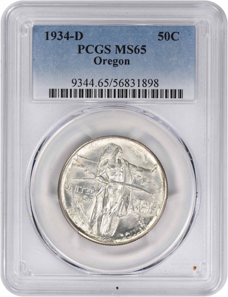 Oregon Commemorative Silver Half Dollar 1934-D MS65 PCGS