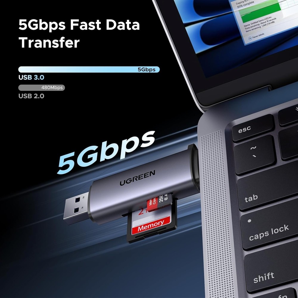 UGREEN SD Card Reader USB C, USB 3.0 Micro SD Card Reader 2 in 1 Memory Card Rea