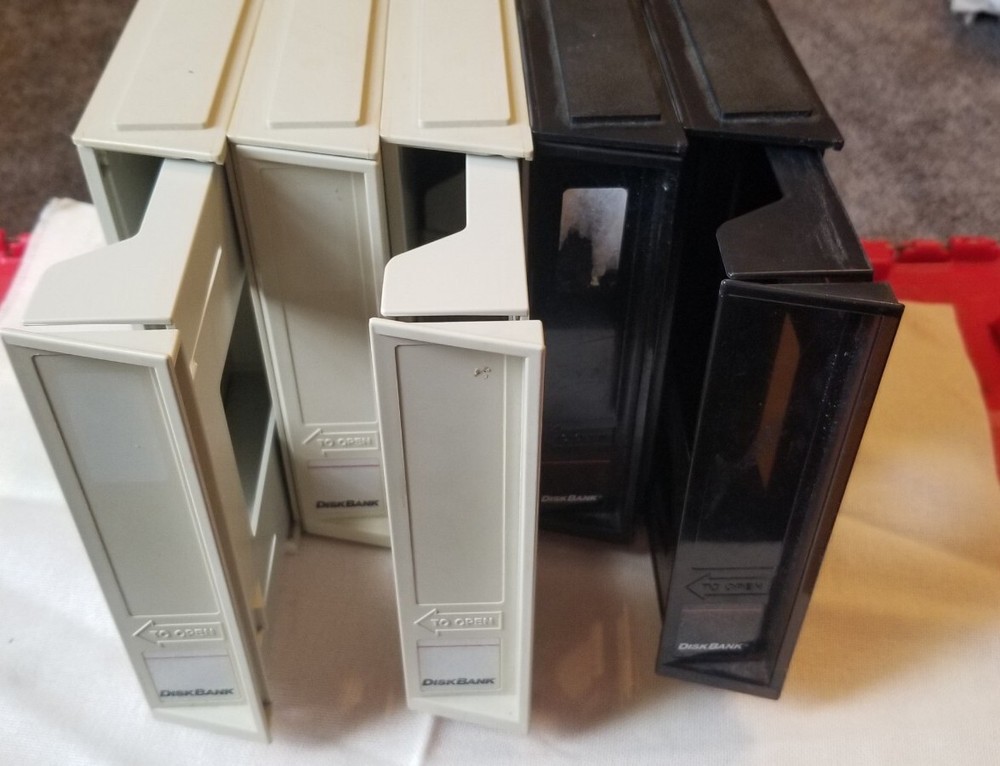 (5) Vintage DiskBank floppy Disk Storage Holders Vintage
