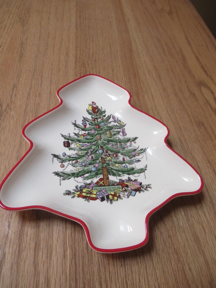 Tree-shaped Spode Christmas Tree design dish