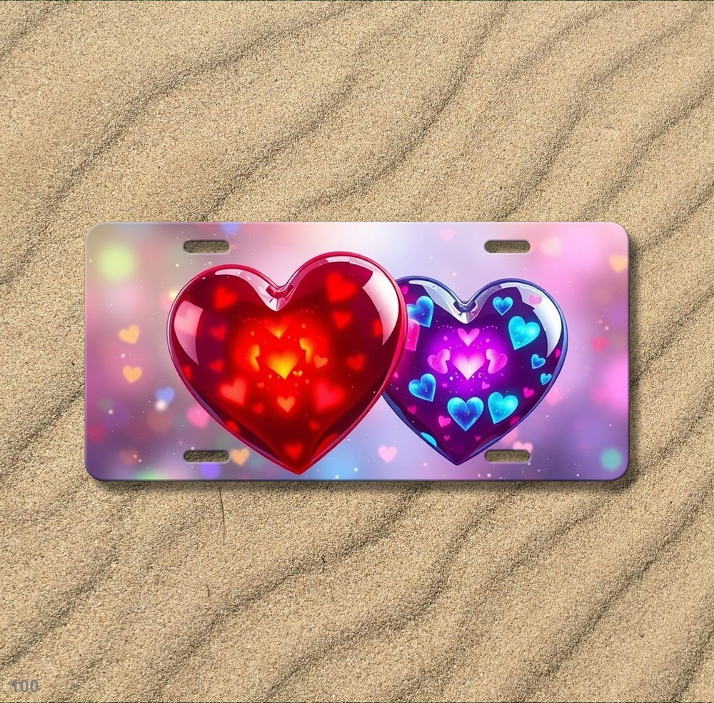 Vibrant Hearts License Plate Customizable Decorative Plate Everyday Gift