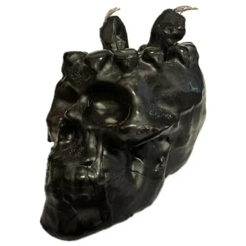 Skull Image Candle -Vela de Craneo Con Munecos -(Black)