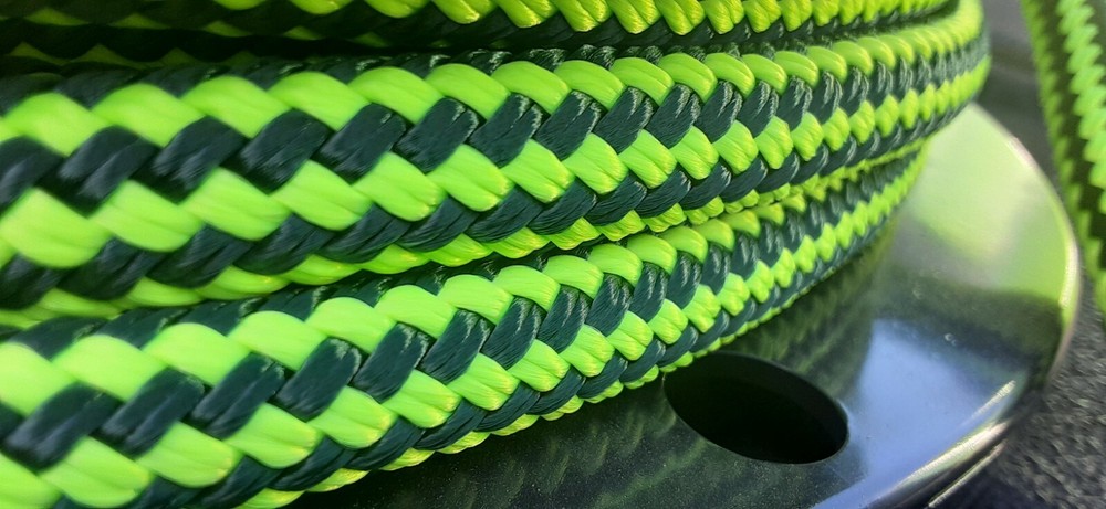 9/16 x 100 ft. Double Braid-Yacht Braid Polyester Rope. Hunter/Lime