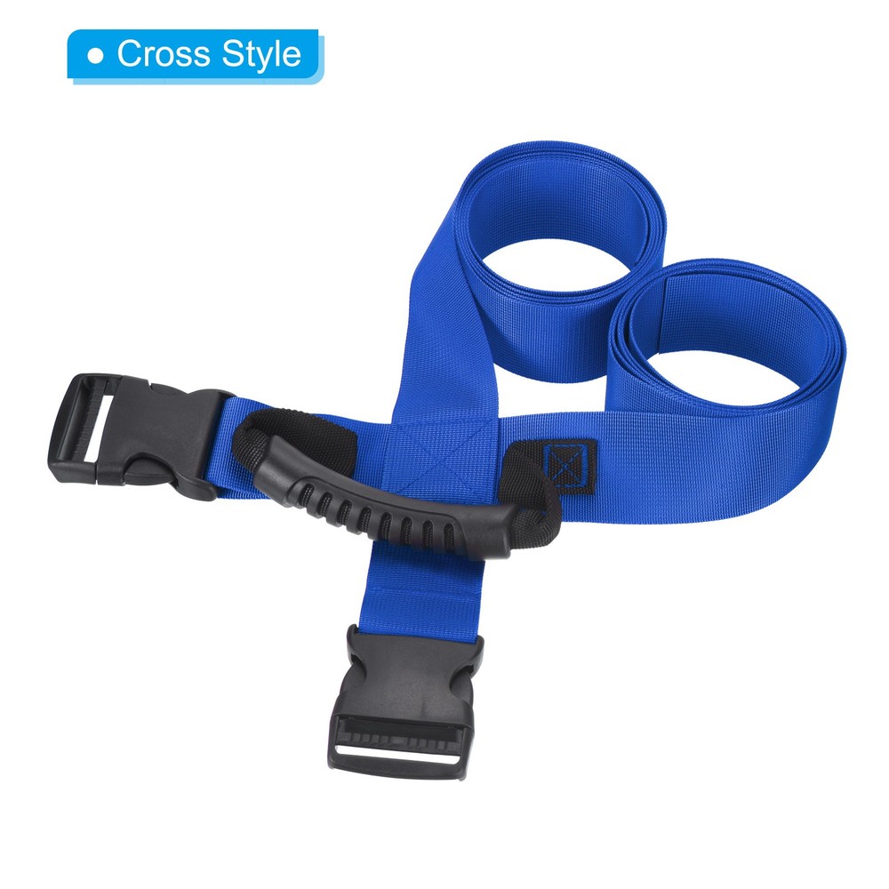 Carrying Strap with Handle, Cross Style Adjustable Nylon Belt, Blue