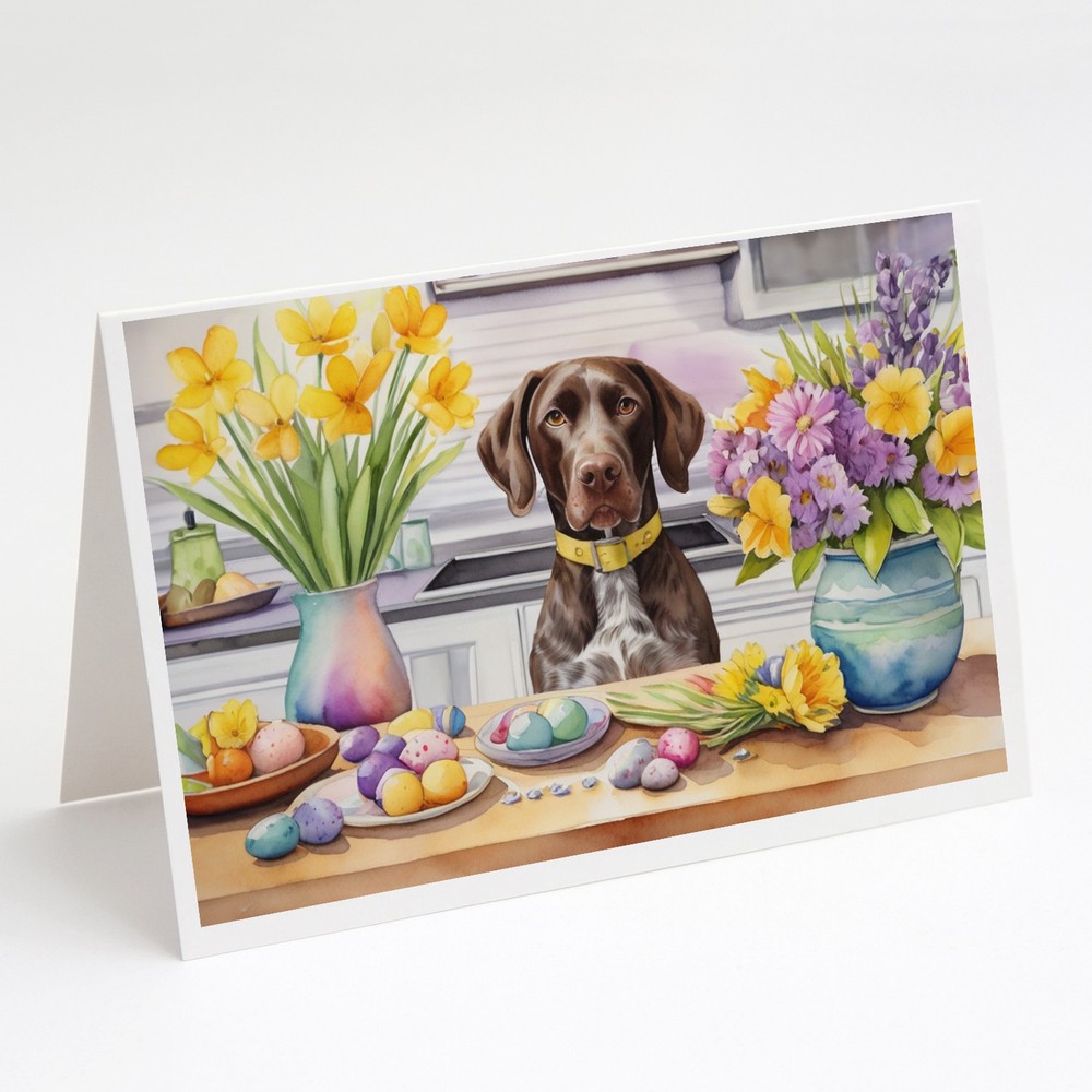 Caroline's Treasures Easter EggsGerman Shorthaired Pointer Greeting Cards Pk 8