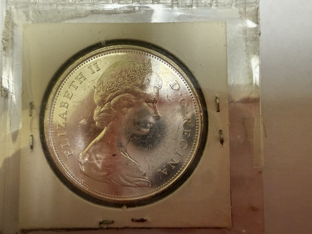 1867 - 1967 Canada Silver 50 Cent Howling Wolf Elizabeth