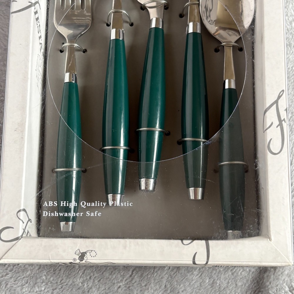 Fiesta Fiestaware Evergreen Flatware Silverware Dinner 5 Piece Set Dark Green